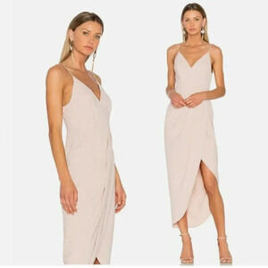Shona Joy Dress Cocktail Core Draped Sleeveless Long High Silt Vneck Ivory 8
